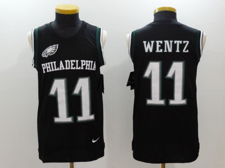 Men Philadelphia Eagles #11 Carson Wentz Black Rush Player Name Number Tank Top stitched NFL Jerseys->new york giants->NFL Jersey
